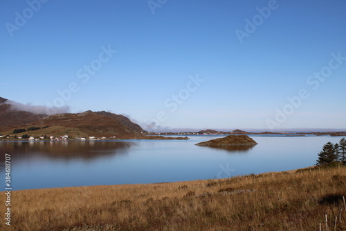 A romantic postcard photo of the Norwegian fjord landscape