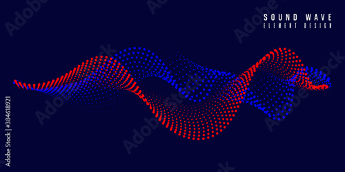 Vector abstract background with dot spiral sound wave, line and particles. Vector Illustration