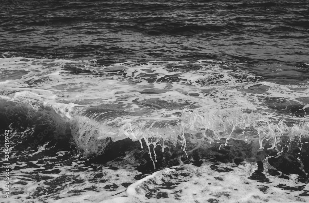 Sea wave in black and white colors