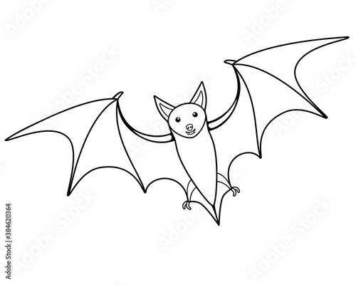 Bat - vector linear picture for coloring or pictogram. Halloween picture of a bat - element for coloring book or logo. Outline.