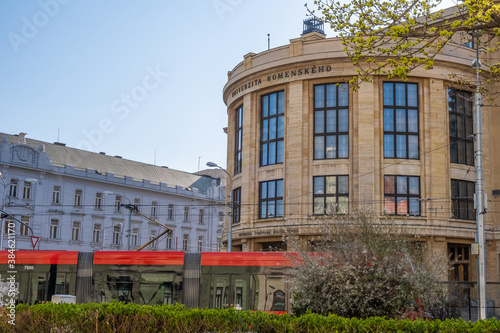 Comenius University in the Old Town of Bratislava, Slovakia. Faculty of Law. Best-known university in the country. Exterior front building.