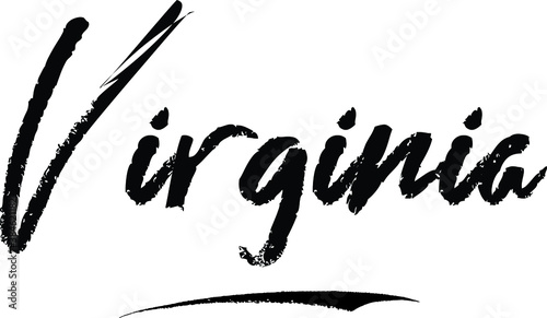 Virginia-Female name Modern Brush Calligraphy on White Background