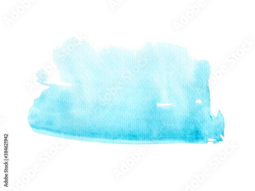 Watercolor hand-painted abstract spread blue color stain illustration texture on white background