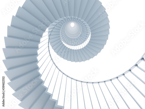 abstract spiral staircase isolated on white background