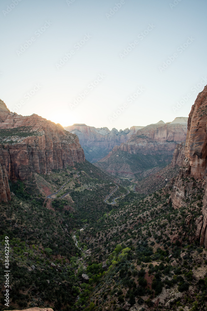 View from Canyon Overlook at Dusk in Zion National Park, Utah