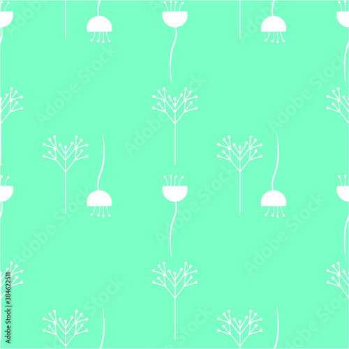 seamless pattern of white flowers on a blue background