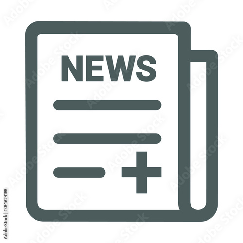Healthcare, medical news, newspaper icon. Gray vector