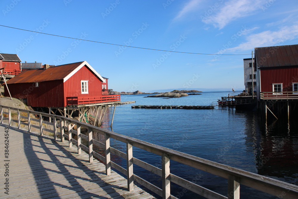Obraz premium The village of Å on Lofoten islands in Northern Norway on a clear day in autumn