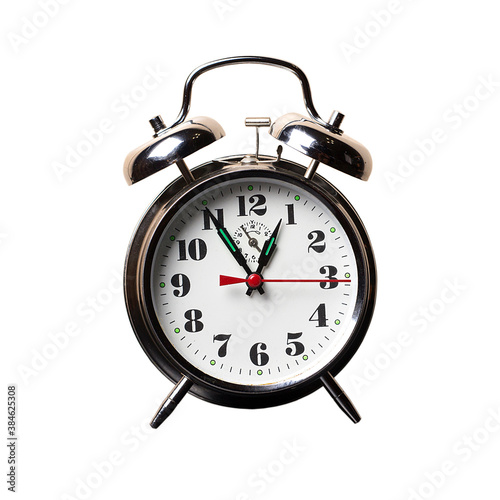 Alarm clock on white isolated background.