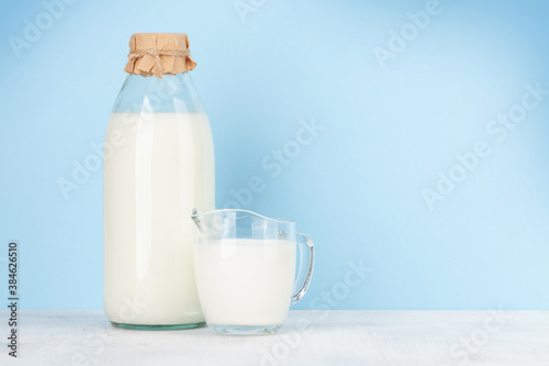 Milk in bottle and jug