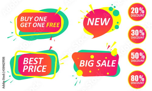 big sale - a set of banners, stickers, labels, logos, icons for sales. New, best price, buy one, get one free, 20 30 50 80 percent discount. black Friday