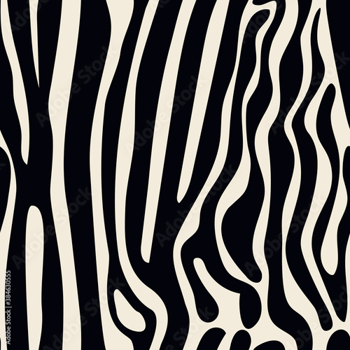 Seamless pattern with Zebra fur texture. Black and white.