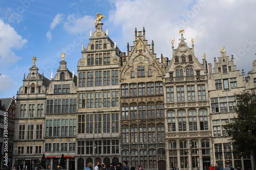 Antwerp, Belgium in October 2019: beautiful old buildings around the great market place in Antwerp © been.there.recently