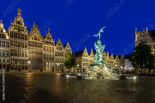 Brabo fountain at the Grote Markt square in Antwerp