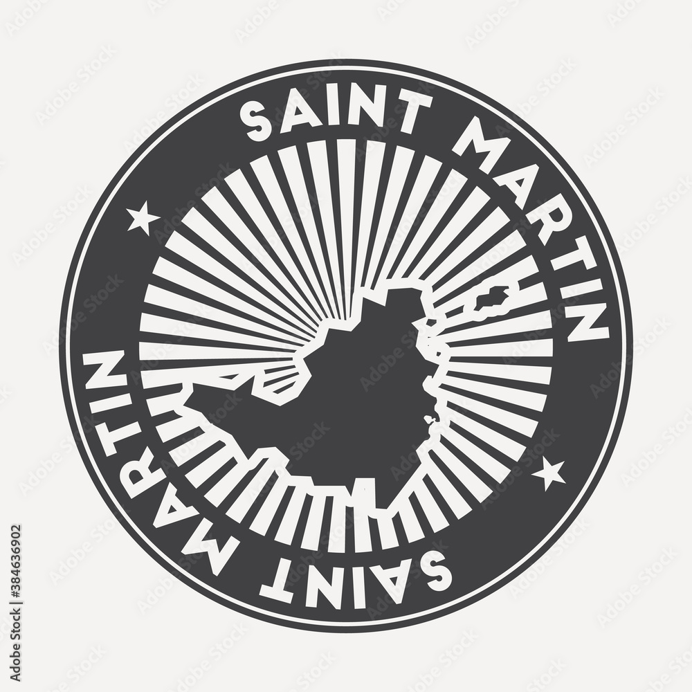 Saint Martin round logo. Vintage travel badge with the circular name ...