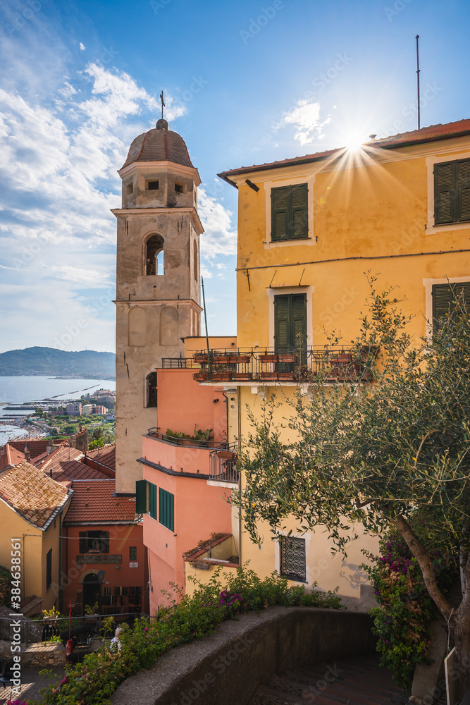 Tower bell of Cervo, Imperia province, Liguria, Italy, Europe