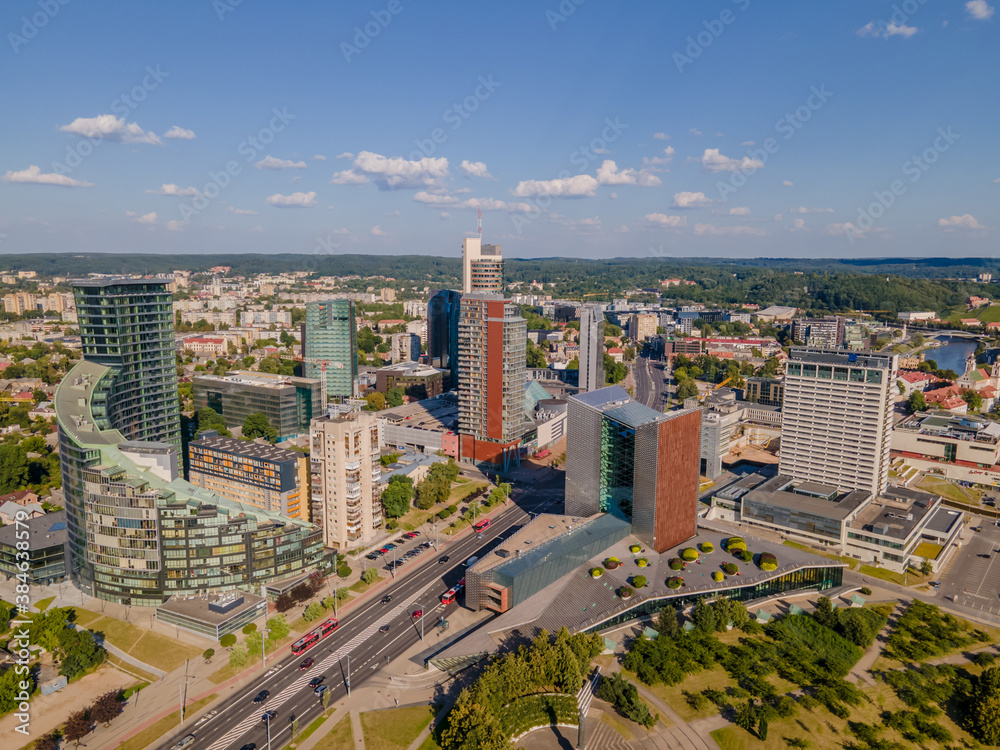 Obraz premium Aerial view of new city center of Vilnius, Lithuania