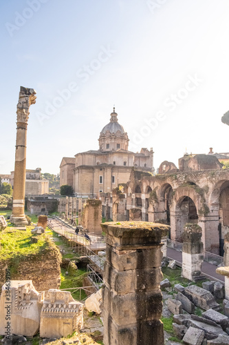 Rome, Italy. One of the most famous landmarks in the world, ancient ruins, Roman Forum, Colosseum