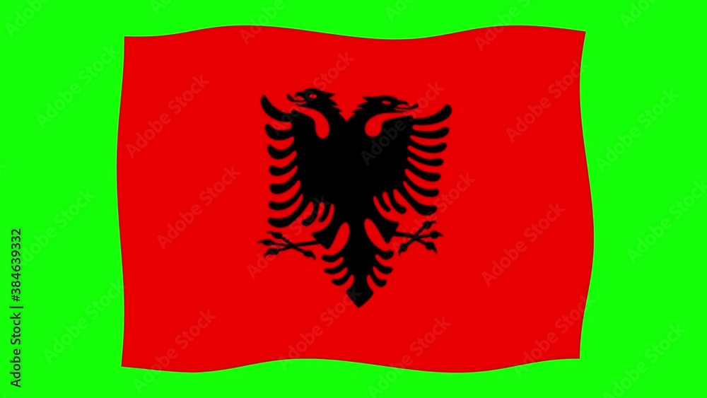 Albania Flag Waving and Flutter Green Screen Background Animation Albania Flag Waving and Flutter Green Screen Background Animation