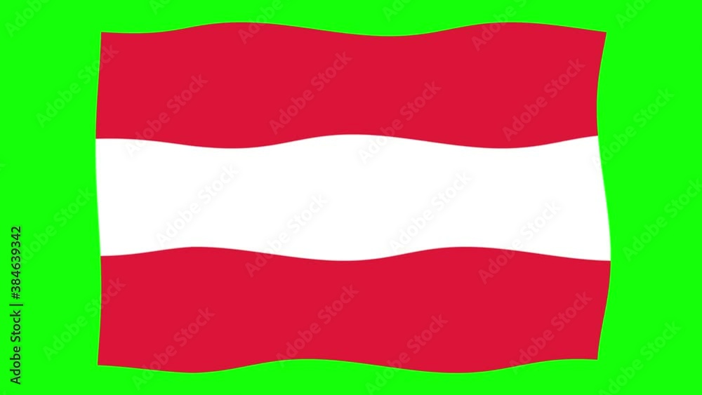 Austria Flag Waving and Flutter Green Screen Background Animation Austria Flag Waving and Flutter Green Screen Background Animation
