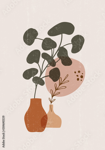 Botanical leaves print boho minimalist wall art