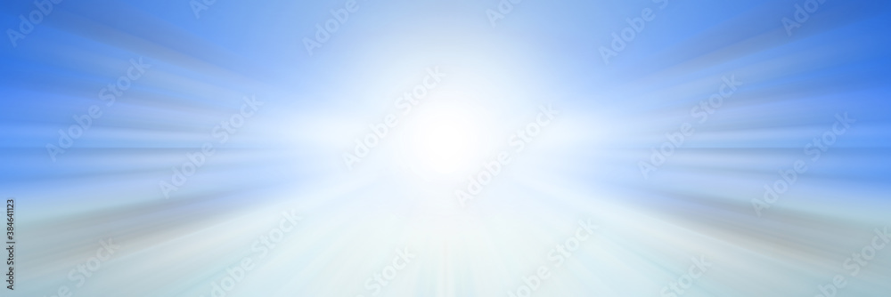 Abstract blue background. Bright flash of light. Light explosion from central point. Holy magic glow. Sparkling Rays of Light.