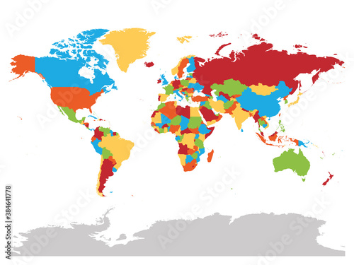 Fototapeta Naklejka Na Ścianę i Meble -  World map. High detailed blank political map of World. 5 colors scheme vector map on white background
