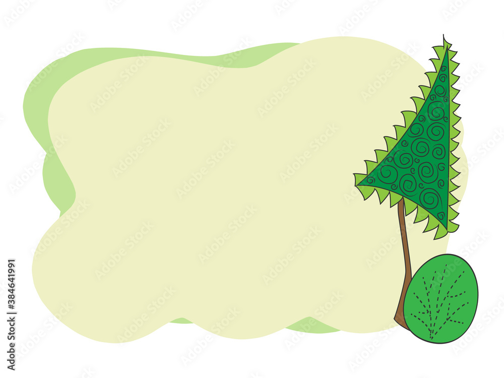 Fototapeta premium Illustration for text on a white background. Cartoon tree with a place for an inscription. Children's frame for text. Education in primary grades, kindergartens