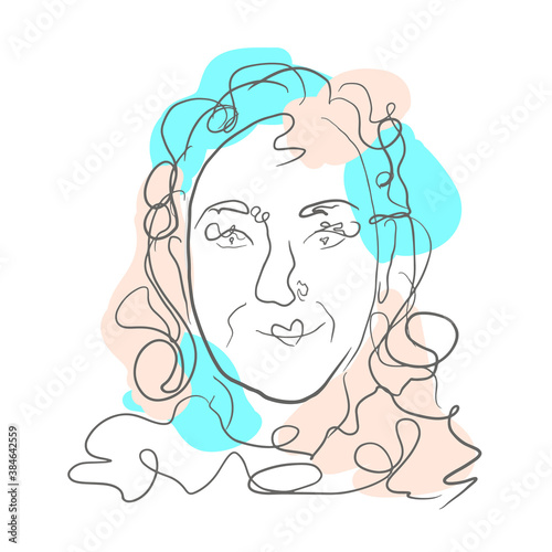 Vector line illustration of a female face. Line art illustration