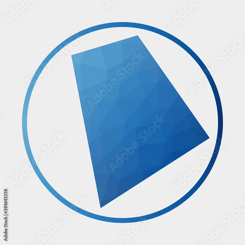 Rhode Island icon. Polygonal map of the US state in gradient ring. Round low poly Rhode Island sign. Vector illustration.