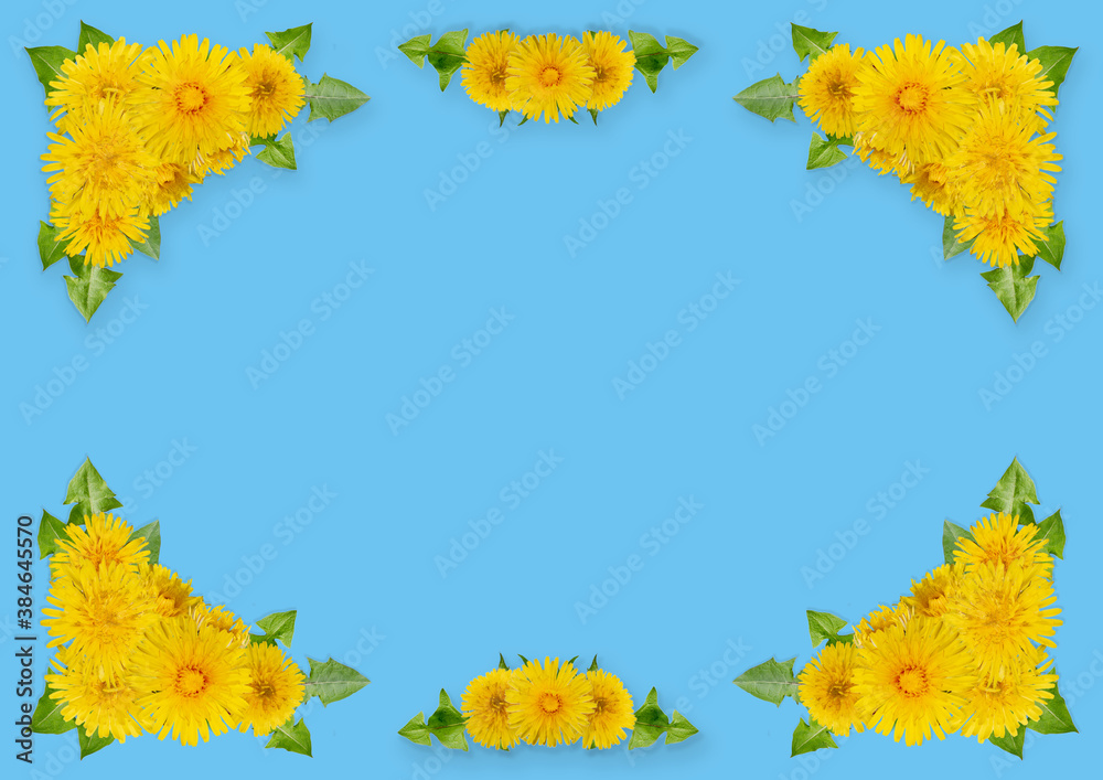 decorative group of dandelions on an blue background decorative group of dandelions on an blue background