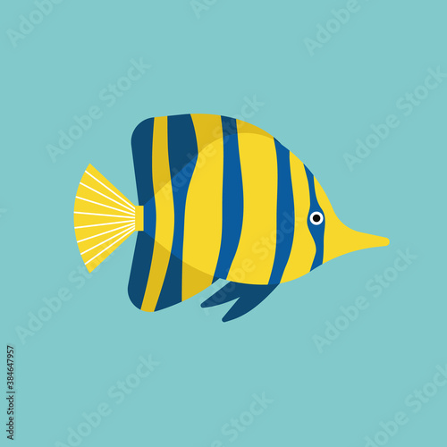 Vector illustration of isolated fish. Handdrawn design element