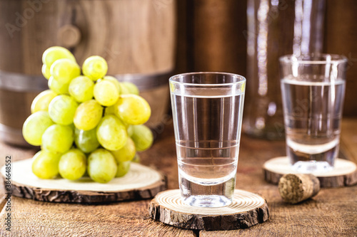 Grappa or Graspa is a brandy made from grapes. Tasty, elegant and famous for its very high alcohol content, origin of Italy photo