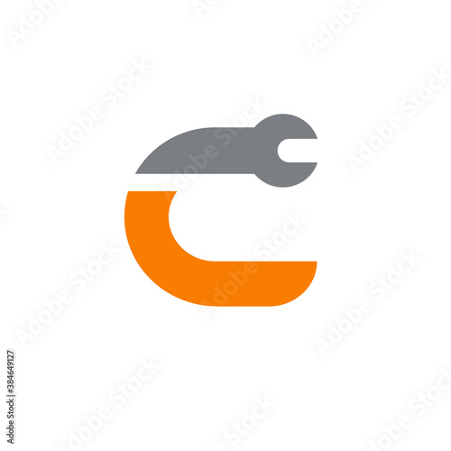 Letter C wrench logo icon design template, repair and maintenance concept