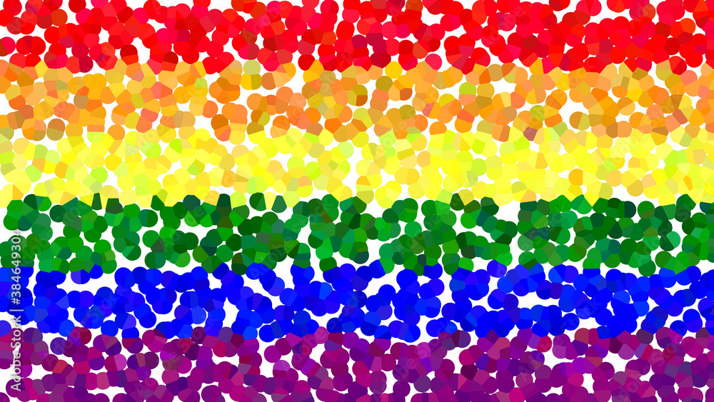 Rainbow gay pride flag background with a decorative dotted pattern in ...
