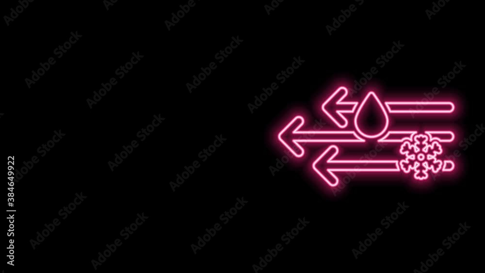 Glowing neon line Wind and rain with snow icon isolated on black background. Windy weather. 4K Video motion graphic animation Glowing neon line Wind and rain with snow icon isolated on black background. Windy weather. 4K Video motion graphic animation