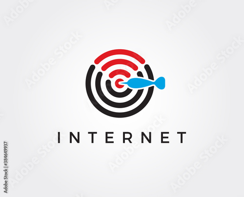 minimal internet, wifi  logo template - vector illustration