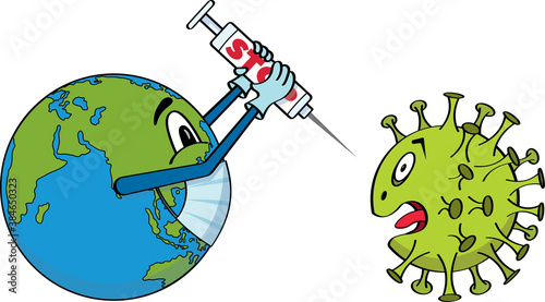 he Earth kills coronavirus with vaccine and saves people