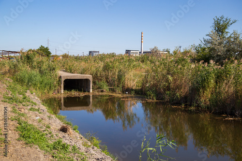 Drainage channel for rainwater on the outskirts of the city