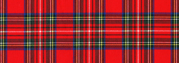National Scottish woven ornament - "Scottish Cage". Tartan "Caledonia", "Scotch", long format banner.