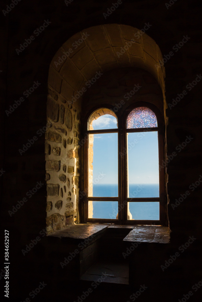 The window of the Consul's castle in the Genoese fortress in Sudak, Crimea.