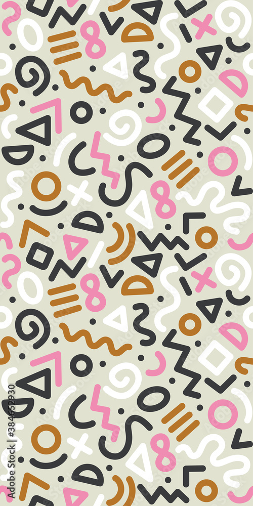 Seamless colorful geometric pattern. Fashion 80-90s. Hipster Memphis style. Seamless colorful geometric pattern. Fashion 80-90s. Hipster Memphis style.
