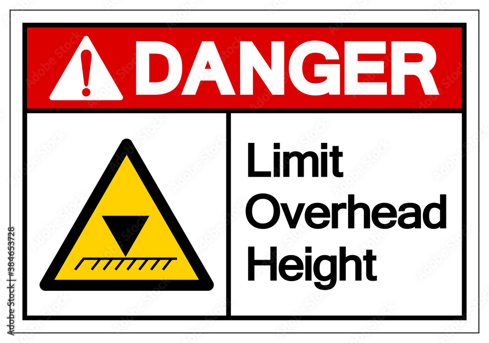 Danger Limit Overhead Height Symbol Sign, Vector Illustration, Isolated On White Background Label. EPS10