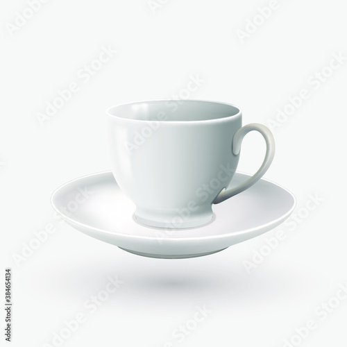 Vector white realistic empty cup isolated on white background