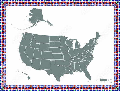 USA map states blank