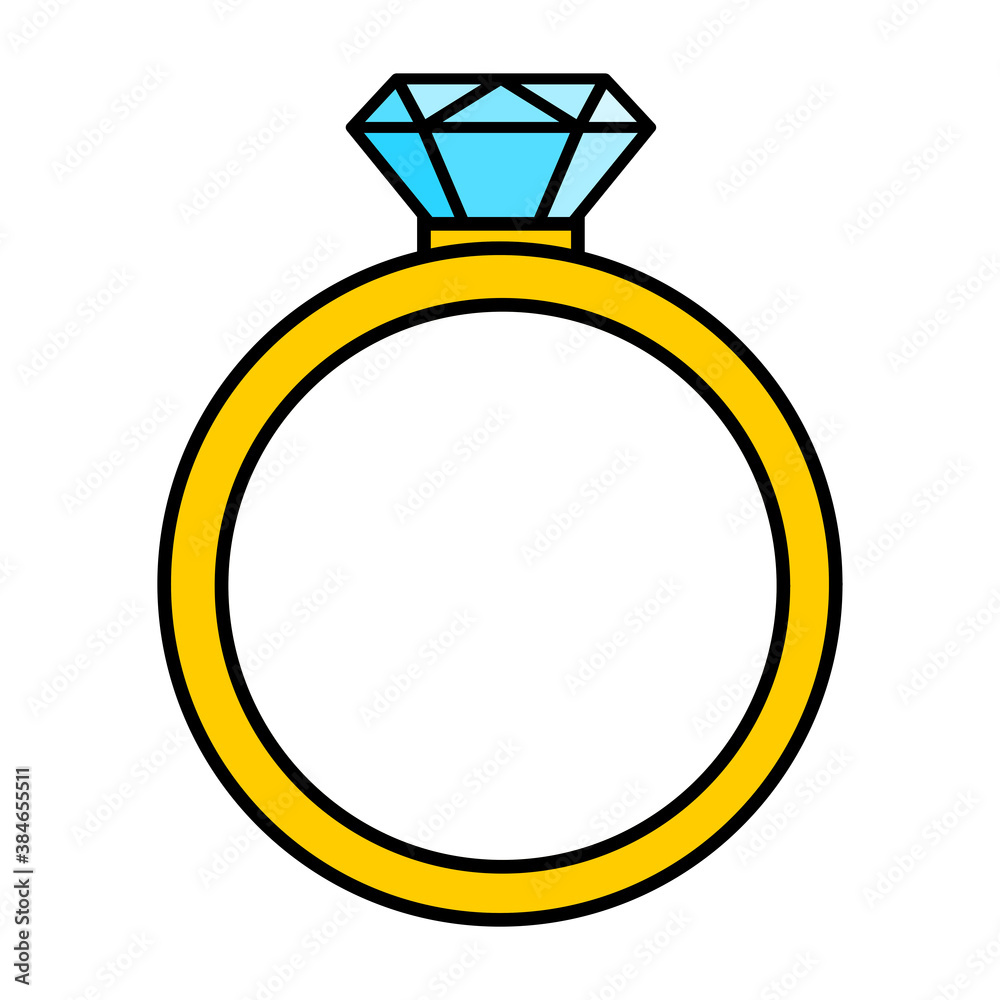 Diamond ring with gem. Vector illustration isolated on white background. Diamond ring with gem. Vector illustration isolated on white background.