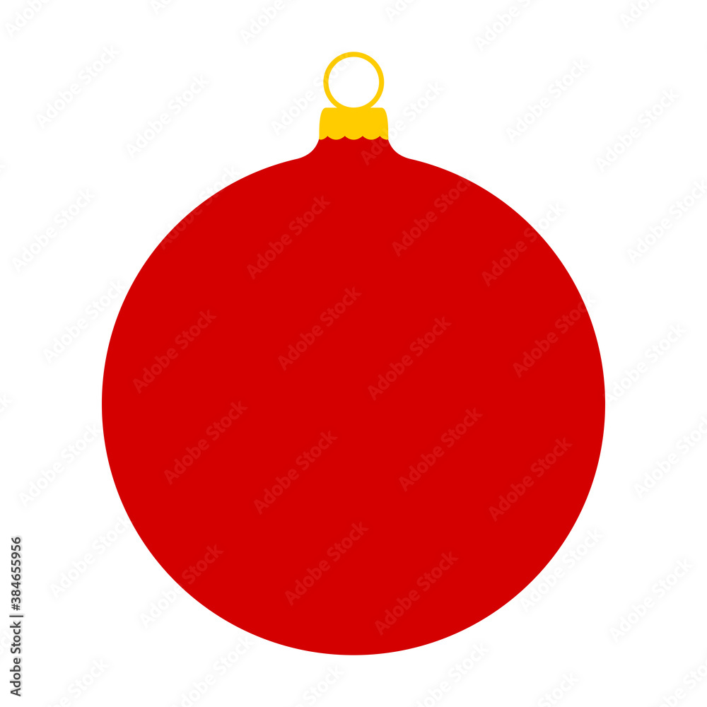 Red christmas ball icon. Xmas symbol. Flat vector illustration isolated on white background. Red christmas ball icon. Xmas symbol. Flat vector illustration isolated on white background.