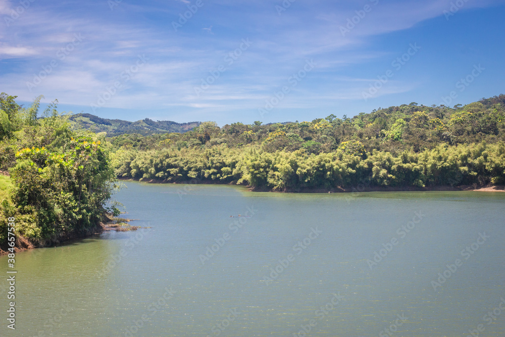 Landscape of the reservoir of Peñol and Guatapé located in Antioquia (Colombia)