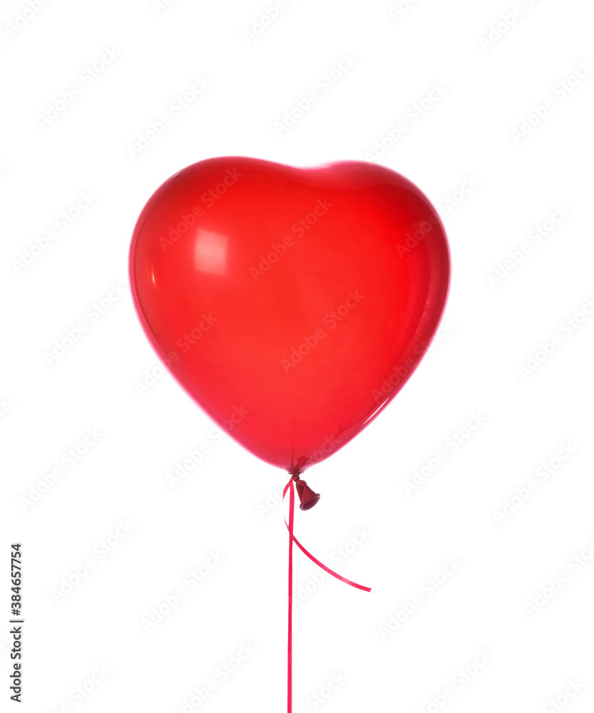 Single red heart latex balloon object for birthday party or valentines day isolated on a white Single red heart latex balloon object for birthday party or valentines day isolated on a white