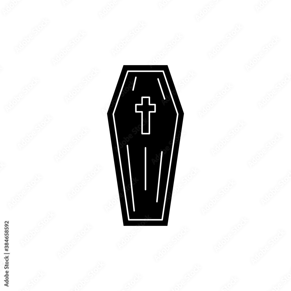 Vector isolated coffin. Halloween item icon. Casket silhouette. Vector isolated coffin. Halloween item icon. Casket silhouette.